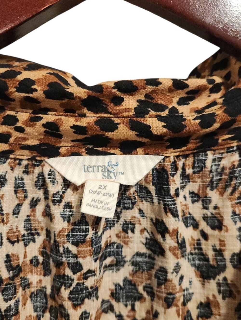 Terra & Sky Plus Size 2X Leopard Print Flutter Sleeve Tie Waist Dress - Picture 5 of 6